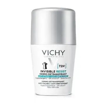 Дезодорант-антиперспірант кульковий Vichy 72h Invisible Resist захист від поту та запаху проти жовтих і білих плям на одязі, 50 мл