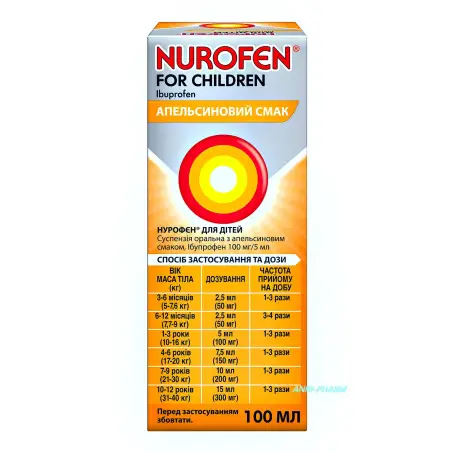 НУРОФЕН Д/ДЕТ. апельсин 100 мг/5 мл 100 мл сусп. фл.