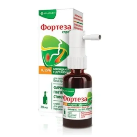 Фортеза спрей д/рот. порож. 0.15 % по 30 мл у флак. з розпил.