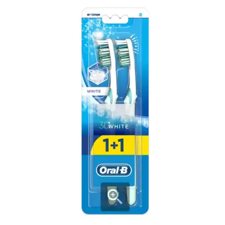 Зубная щетка Oral-B 3D White Отбеливающая 40 средняя код 22761, 1+1 шт
