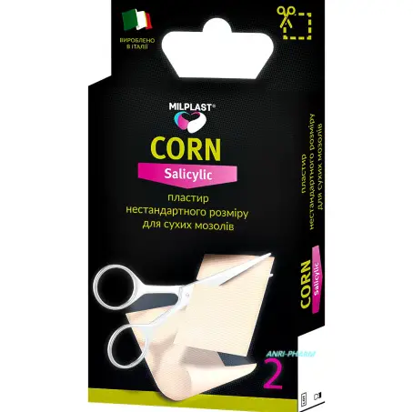 ПЛАСТ. MILPLAST CORN salicylic 6 х 4 см для сух. мозол. №2