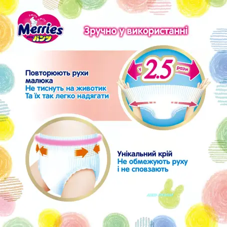 ПОДГУЗ-ТРУСИКИ MERRIES р.XXL (15-28 кг) №26