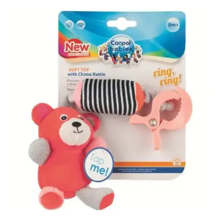 Игрушка плюшевая с колокольчиком Canpol Bears 0+ коралловая 68/054