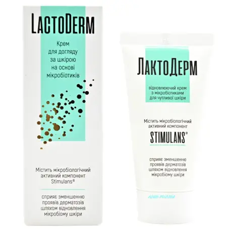 ЛАКТОДЕРМ КРЕМ ВІДНОВЛ. з мікробіот. д/чутл. шкіри 30 мл туба