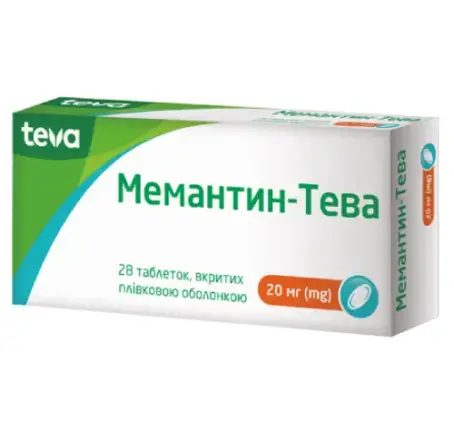 Мемантин-Тева таблетки, в/плів. обол. по 20 мг №28 (14х2)