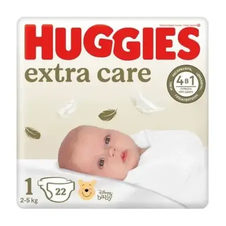 Підгузки Huggies Extra Care дитячі розмір 1 2-5 кг 22 шт