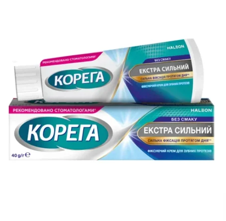 Крем для фиксации зубных протезов Корега Экстра Сильный без вкуса, 40 г