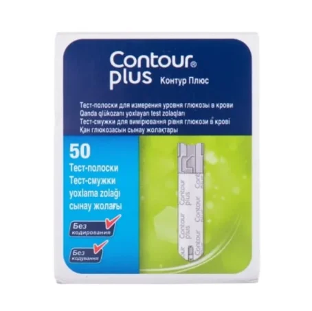 Тест-смужки Contour plus для глюкометра, 50 шт