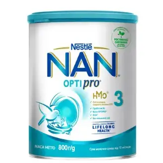 Суміш суха молочна NAN 3 Optipro для дітей з 12 місяців, 800 г
