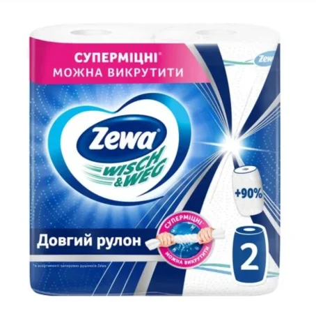 Паперові рушники Zewa Wisch & Weg Extra Long, 2-шарові, 86 відривів, 2 шт