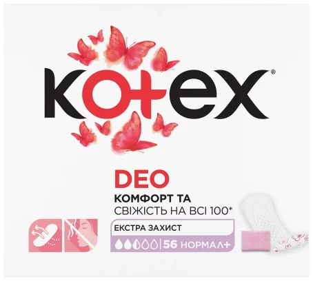 Прокладки гигиенические Kotex Normal Plus Deo ежедневные №56