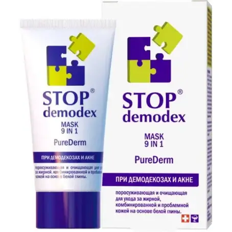 МАСКА STOP DEMODEX PureDerm 9в1 порозвуж. очищ. для жирн. пробл. шкіри 50 мл