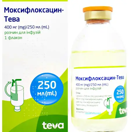 Моксифлоксацин-Тева раствор для инфузий, 400 мг/250 мл, 250 мл во флаконе