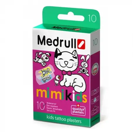 Набір пластирів медичних Medrull дитячих Mi Mi Kids бактерицидних на полімерній основі, 25 мм х 57 мм, 10 штук