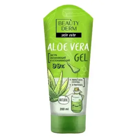 Активний SOS гель Алое Вера BEAUTYDERM Skin Care Aloe Vera Gel зволожувальний та заспокійливий, 200 мл