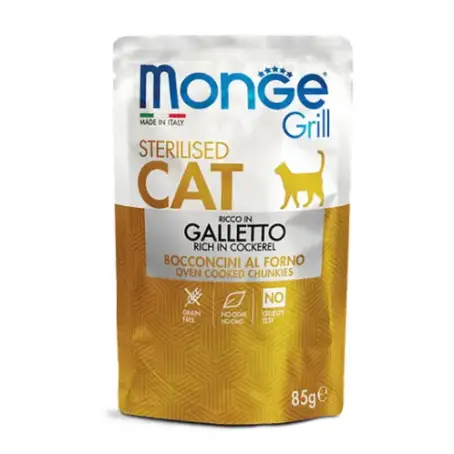 Корм для кошек Monge Cat Grill Wet Sterilised петушок 85 г