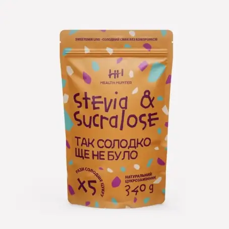 Цукрозамінник Стевія Сукралоза "STEVIA&SUCRALOSE X5" HEALTH HUNTER 340 г