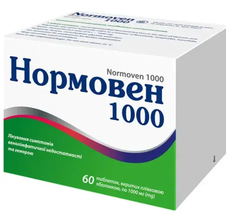 Нормовен 1000 таблетки, в/плів. обол. по 1000 мг №60 (10х6)