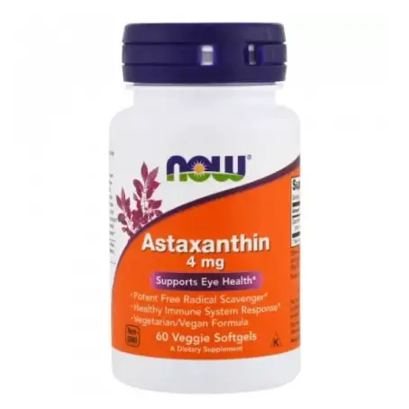 Астаксантин, Now Foods, 4 мг, 60 вег. капс.