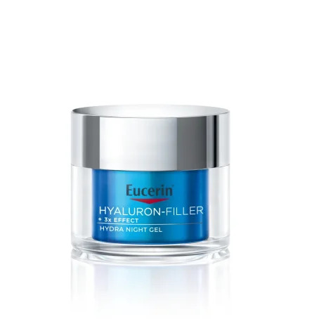 Гель-бустер для обличчя Eucerin Hyaluron Filler + 3x Effect нічний ультралегкий зволоження до 72 годин (98381), 50 мл