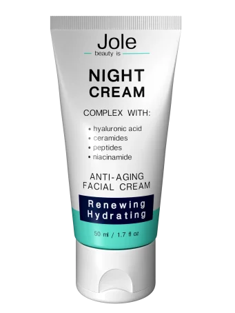 Крем обновляющий ночной JOLE Peptide + Ceramide Night Cream с гиалуроновой кислотой, керамидами и пептидами, 50 мл