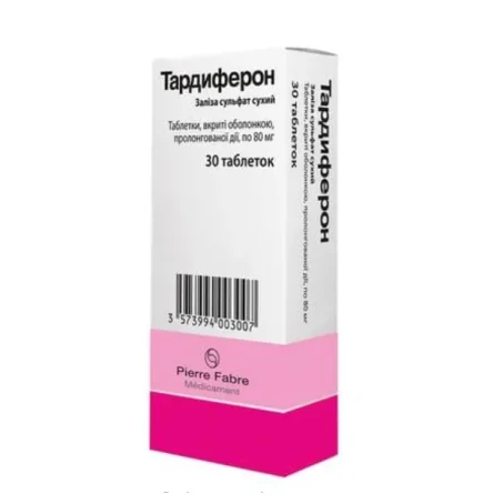 Тардиферон, таблетки, вкриті оболонкою, пролонгованої дії по 80 мг №30