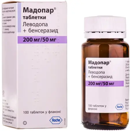 Мадопар таблетки 200 мг/50 мг пляшка №100