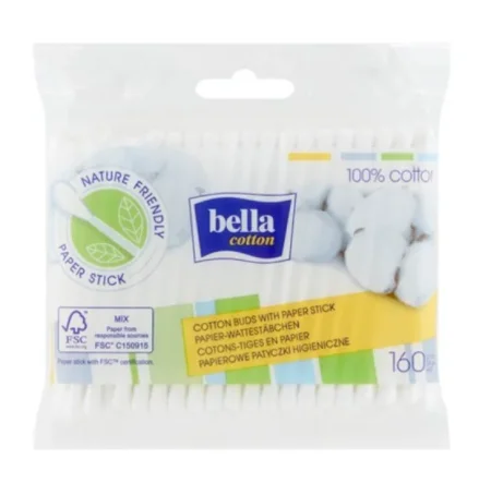 Палички ватні гiгiєнiчні Bella Cotton, поліетиленова упаковка, 160 штук