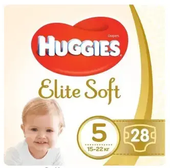 Підгузки Huggies Elite Soft дитячі, розмір 5, 12-22 кг, 28 шт