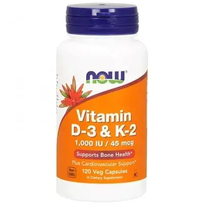 ВІТ. D3 та К2 NOW FOODS 1000 МЕ/45 мкг №120 росл. капс.
