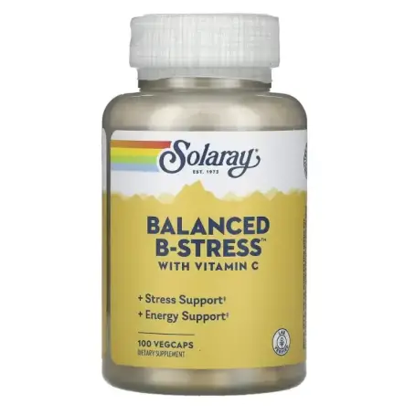 Збалансований В-стрес з вітаміном С Solaray Balanced B-stress with vitamin C, 100 капсул