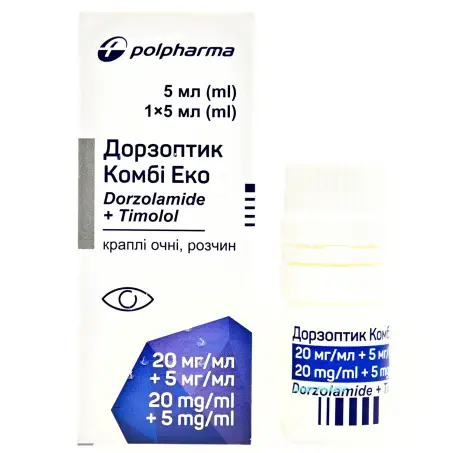 ДОРЗОПТИК КОМБІ ЕКО 20 мг/мл+5 мг/мл 5 мл краплі очні фл.-крап.