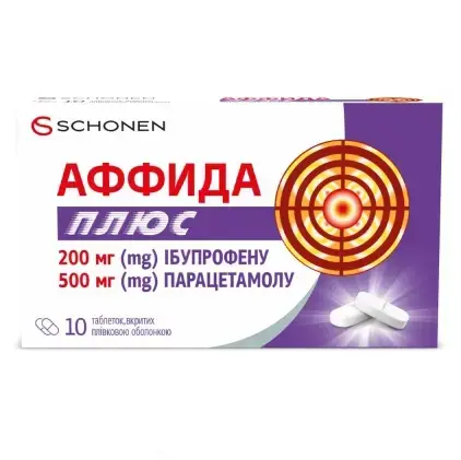 Аффіда плюс таблетки, в/плів. обол. по 200 мг/500 мг №10