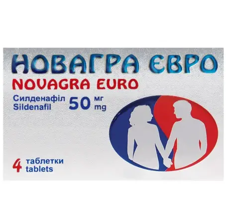 Новагра евро таблетки п/о по 50 мг №4 в блис.
