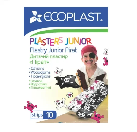 Пластырь медицинский Ecoplast Пират детский полимерный 72х20 мм, 10 шт.