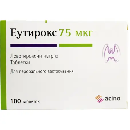 Еутирокс таблетки 75 мкг блістер №100