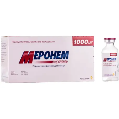 Меронем порошок для розчину для ін'єкцій 1000 мг флакон №10