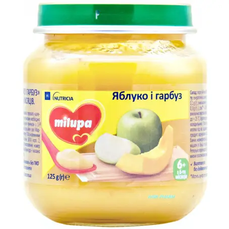 ПЮРЕ MILUPA Яблуко-гарбуз 6+ міс. 125 г
