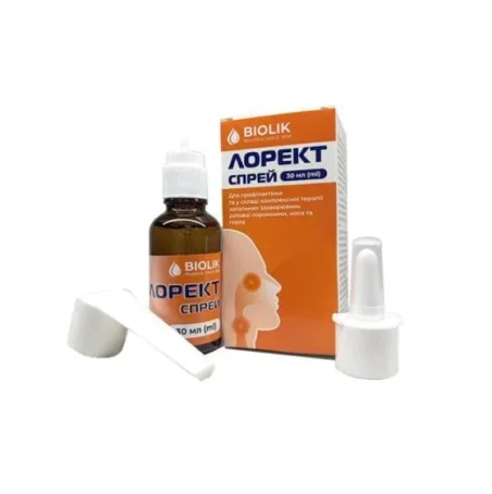 Лорект спрей д/рот. полос. и носа по 30 мл во флак.