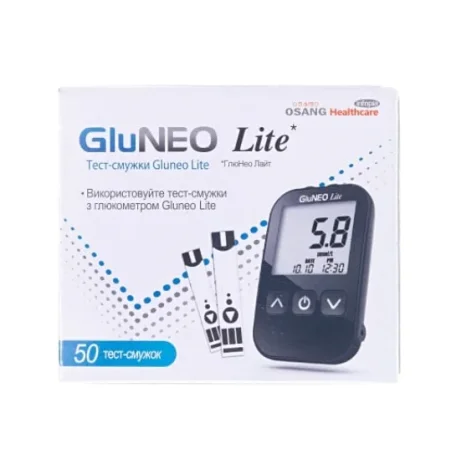 Тест-полоски GluNeo Lite для глюкометра, 50 шт