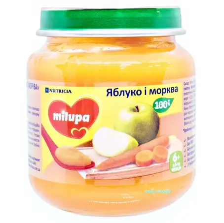 ПЮРЕ MILUPA Яблуко-морква 6+ міс. 125 г