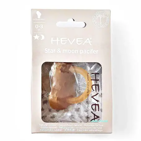 СОСКА ПУСТЫШКА HEVEA STAR & MOON Звезды и месяц каучук. анатом. 0-3 мес.