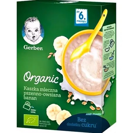 КАША МОЛОЧН. GERBER Organic Пшенично-Овсяная с бананом с 6 мес. 240 г