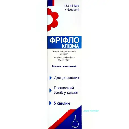 ФРІФЛО КЛІЗМА 21,4 г/9,4 г в 118 мл 133 мл р-н рект. фл. з накін.