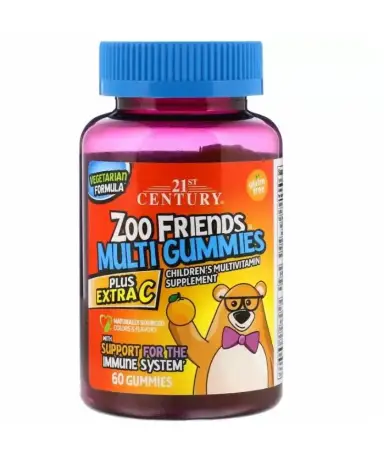 Мультивитамины для детей ZOO FRIENDS 21st CENTURY,жевательные пастилки,№60 