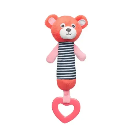 Игрушка плюшевая Canpol Bears 0+ с пищалкой и зубогрызкой коралловая 68/055