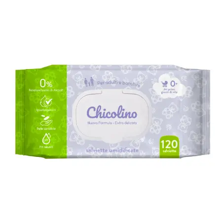 Серветка волога для дітей з перших днів життя з клапаном Chicolino, 120 шт