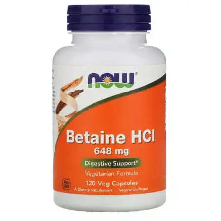 Бетаїн гідрохлорид, Betaine HCL, Now Foods, 648 мг, 120 вег. капс
