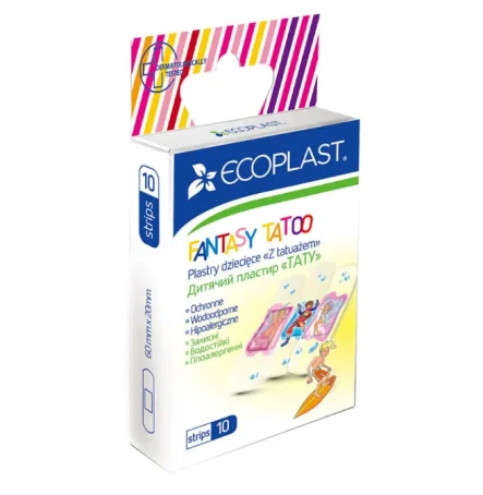 Пластырь медицинский Ecoplast Тату детский прозрачный 60х20 мм, 10 шт.