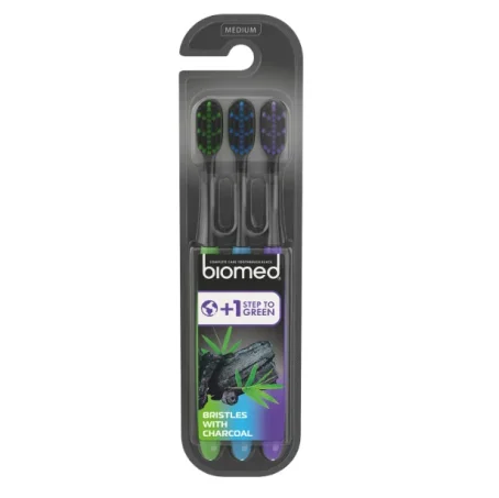 Зубная щетка BIOMED Black комплексная средней степени жесткости, 3 шт.